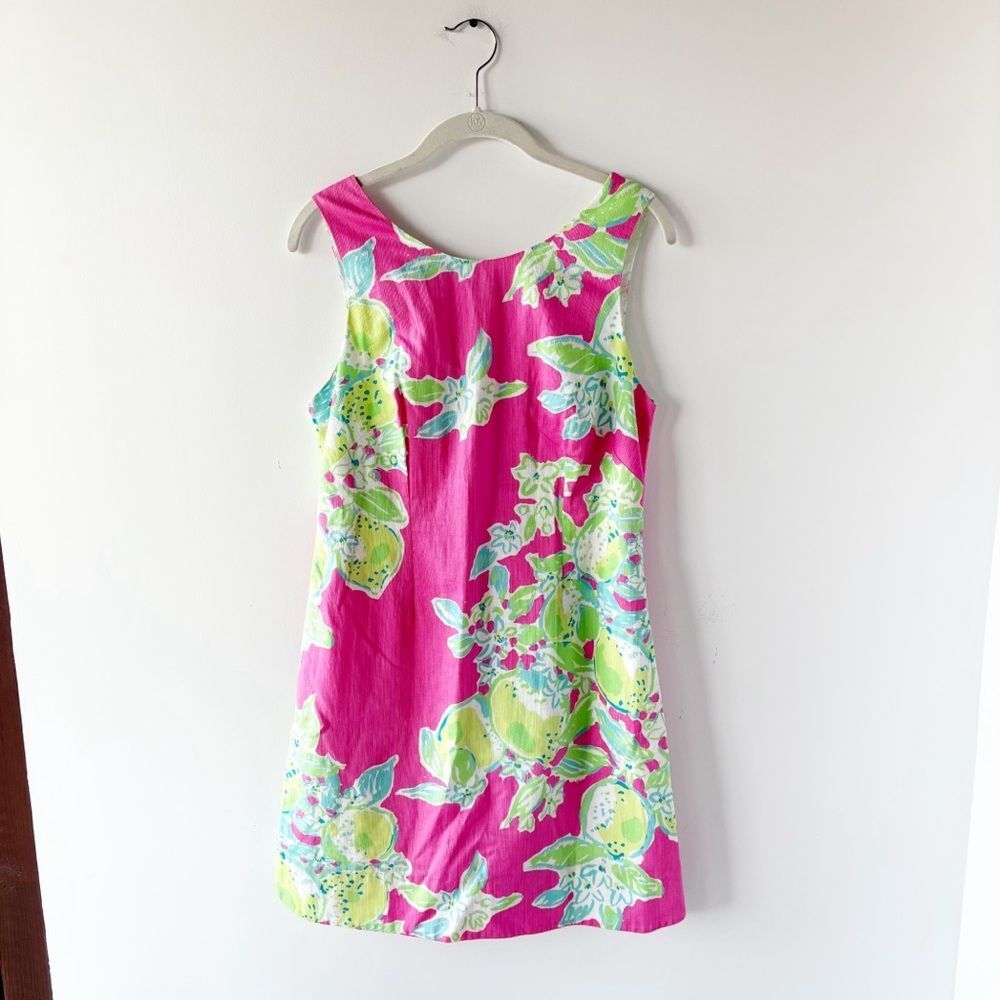 Lilly Pulitzer Pink Lemonade Delia Shift Dress Lemons Lime Citrus Print Size 6
